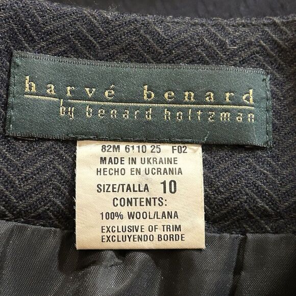 Harve Benard High Waist Wool Size 10 Herringbone Fully Lined Dress Pants - Picture 3 of 4